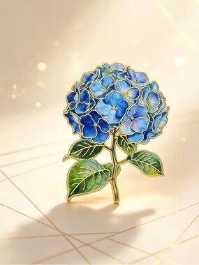 Blue Hydrangea Enamel Pin Brooch